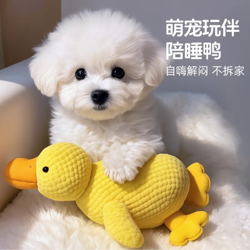 狗狗玩具毛绒陪睡鸭耐咬磨牙玩具小中型犬宠物发声自嗨解闷小黄鸭