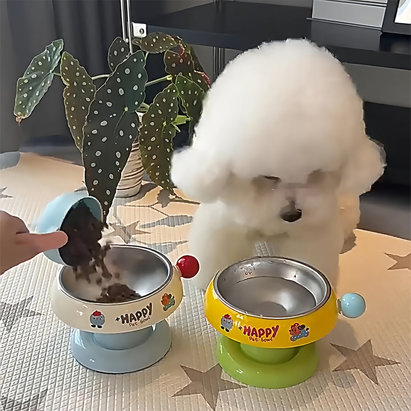 狗盆狗碗加高保护颈椎宠物猫咪狗狗饭碗喝水碗不锈钢盆不打翻猫碗