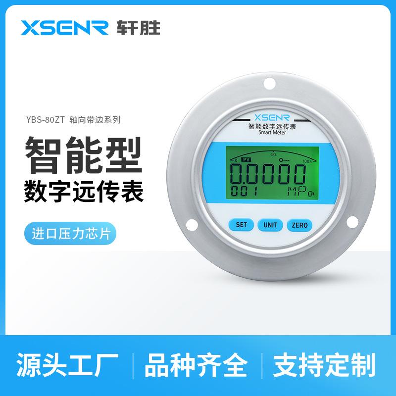 YBS80ZT轴向带边面板式安装4-20mA/RS485精密数字数显远传压力表