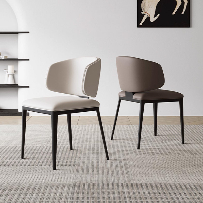 意式极简真皮餐椅家用小户型设计师靠背椅简约现代高级感餐桌椅