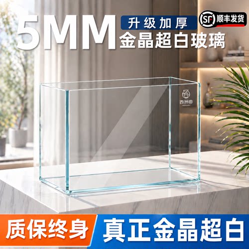 金晶超白鱼缸桌面客厅生态斗金鱼乌龟缸造景小型水草养鱼玻璃裸缸