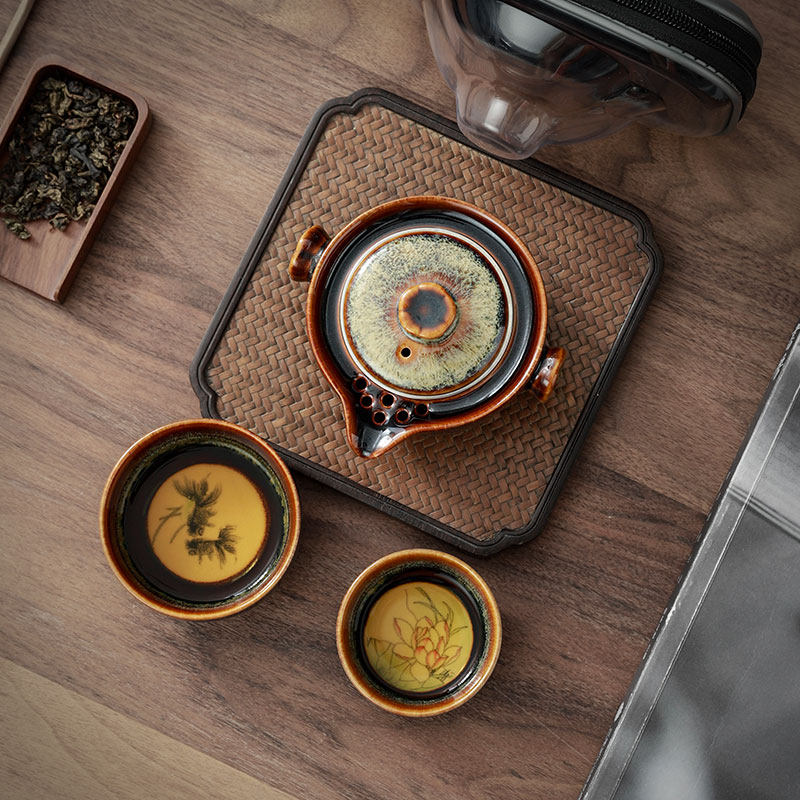 旅行茶具套组带茶盘户外可携式陶瓷小套快客杯功夫泡茶壶茶杯收纳,餐饮具,旅行茶具,淘宝优惠券,粉丝福利购,淘宝优惠卷