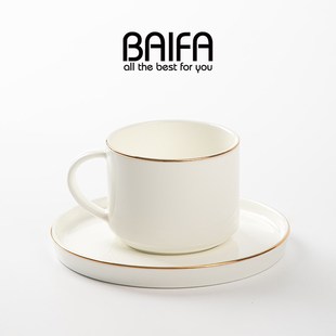 金边骨瓷咖啡杯碟套装 欧式 精致轻奢家用下午茶茶具logo定制