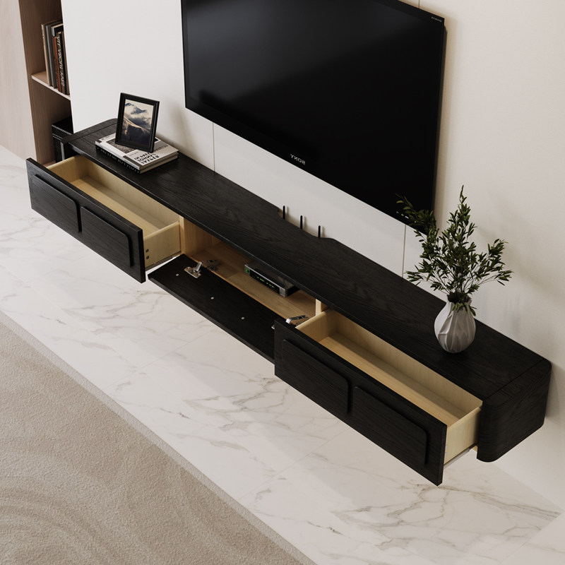 黑胡桃复古壁挂式悬空实木电视柜简约小户型客厅卧室百搭电视机柜,住宅家具,电视柜,淘宝优惠券,粉丝福利购,淘宝优惠卷