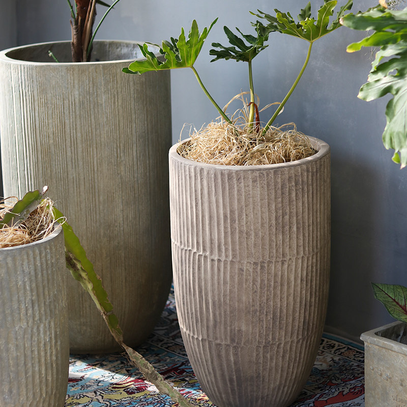 复古创意大号花盆落地镁泥高款花器客厅花园售楼部商场装饰绿植盆,家居饰品,花盆,淘宝优惠券,粉丝福利购,淘宝优惠卷