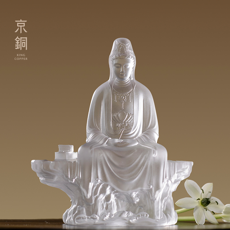 纯琉璃观音菩萨佛像禅意摆件客厅茶桌面玄关博古架装饰品高档礼物