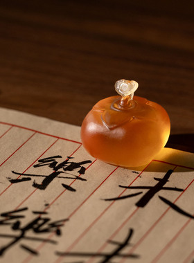 京铜柿柿如意琉璃镇纸摆件
