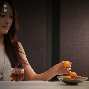 山水纹杯垫茶托创意轻奢高级感中国风琉璃碗水果盘水果碗高颜值