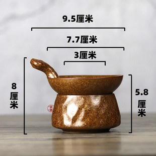 家用茶滤日式 陶瓷茶漏器茶叶超细纱网滤茶过滤器粗陶茶漏架一套装