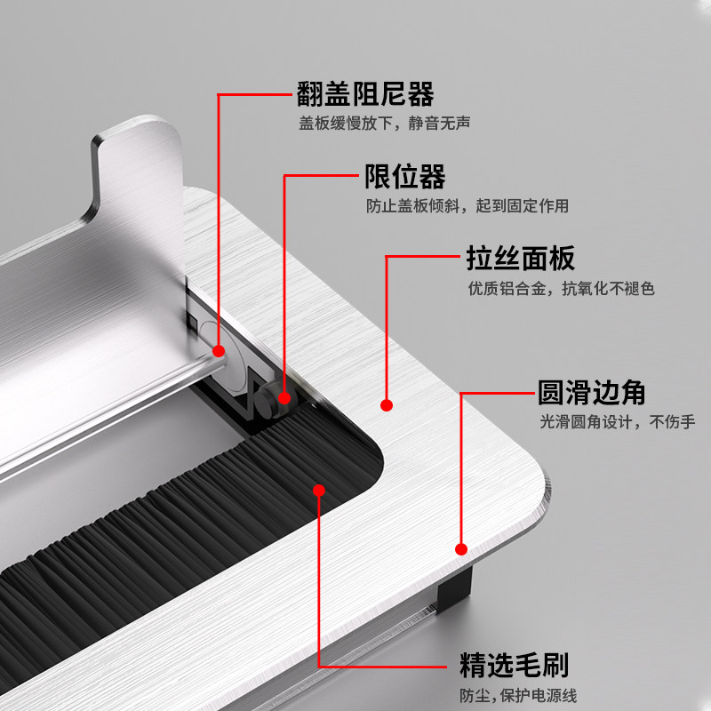 办公桌穿线盒桌面过线盒装饰盖电脑桌书桌线孔盖方形毛刷盖板孔盖,基础建材,线孔盖,淘宝优惠券,粉丝福利购,淘宝优惠卷