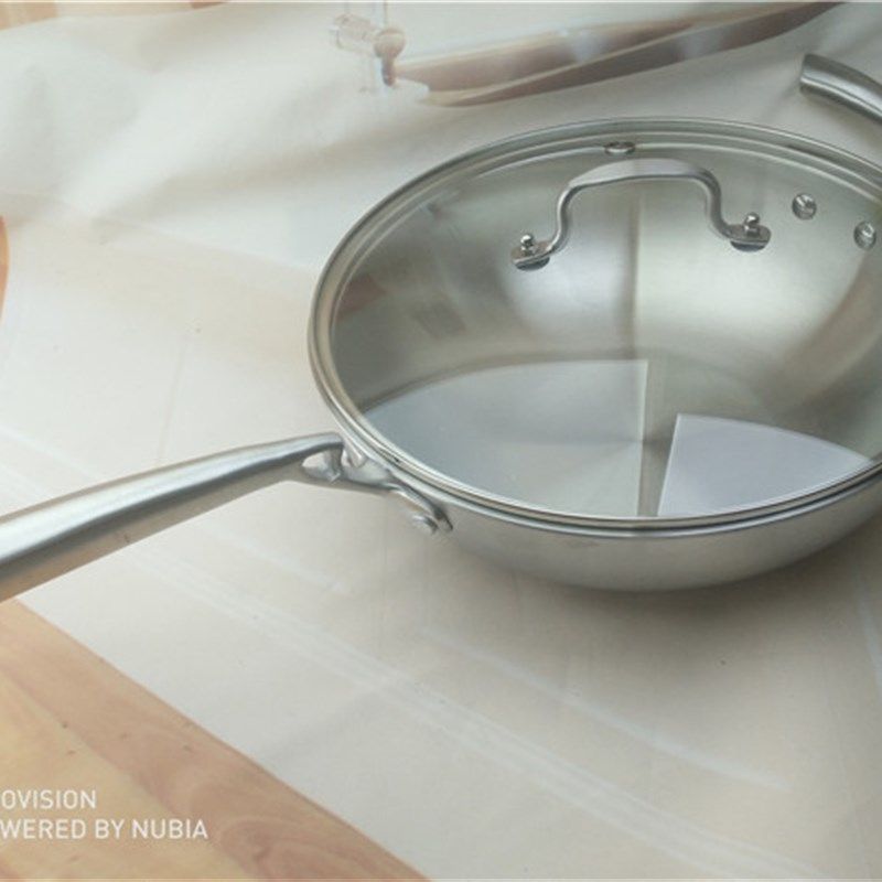 304不锈钢炒锅无烟锅特厚三层钢炒锅炒菜锅30cm32cm