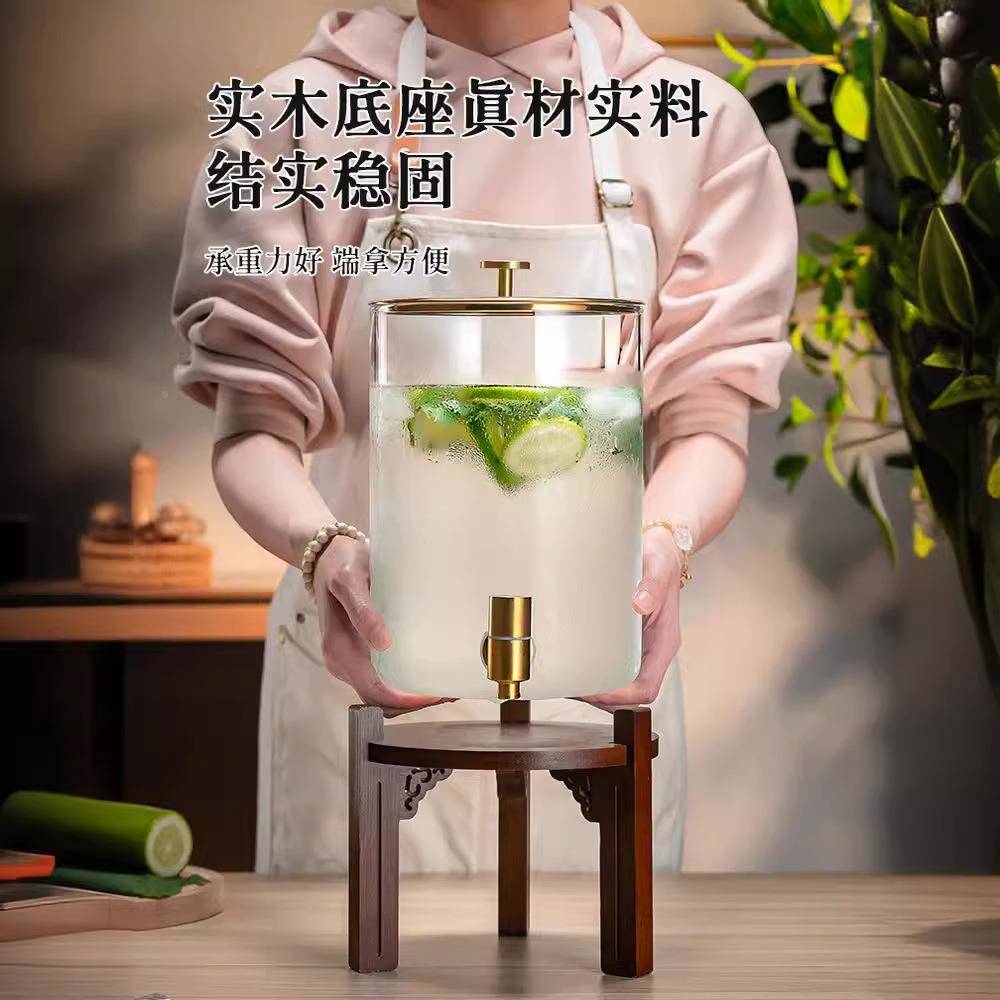 【折扣价】大容量泡带龙头冷水壶玻璃饮料耐高温家用果储水桶水茶