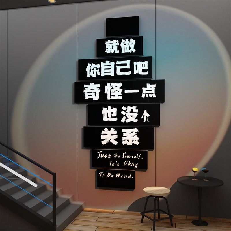 网红楼梯墙面装饰挂画走廊台阶过道墙贴工业风酒吧装饰品场景布置图片