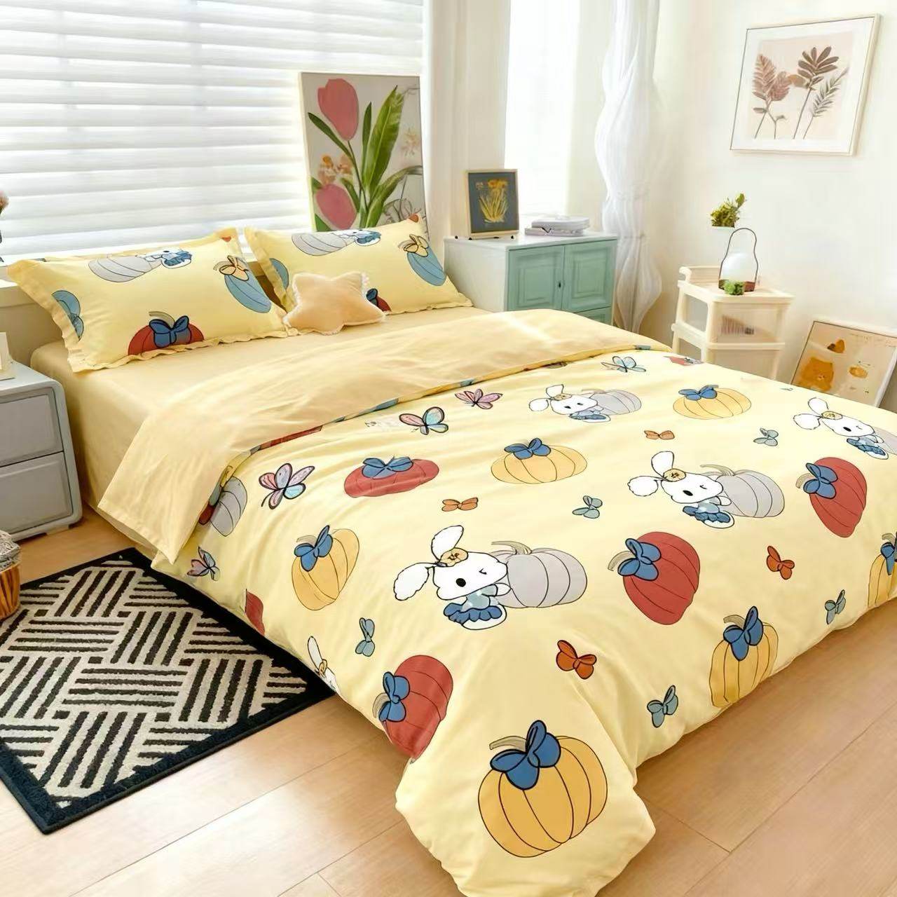 单人床单-【南瓜兔】尺寸：1.6*2.3米亲肤印花四季款斜纹