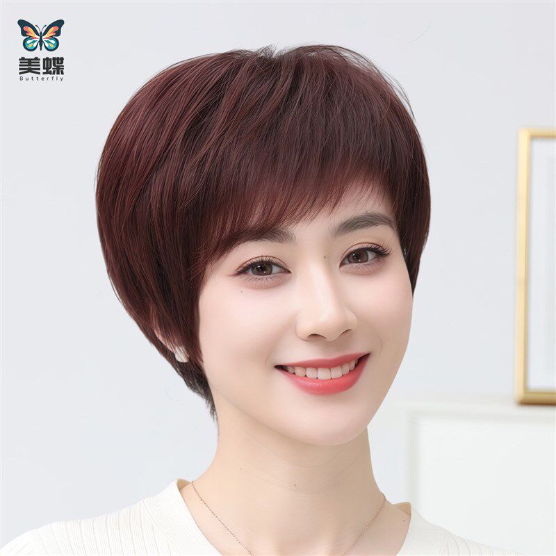 假发真发女无痕仿肤大头皮v短发全头套自然隐形递针蕾丝轻薄减龄