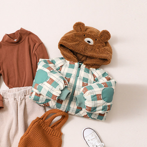 男童羽绒服中小童可爱n系宝宝羽绒服格子1-3-6-8岁冬季22804