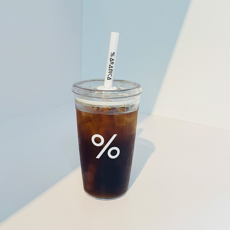 日本阿拉比卡%吸管透明冷饮杯ins