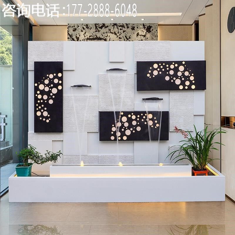 屏风喷泉不锈钢瀑布流水公司庭y院花园景墙水幕墙假山鱼池造景摆