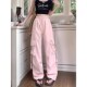酷飒风加长版 粉色工装 高个子拖地阔腿伞兵 薄款 20s25新款 裤 女夏季