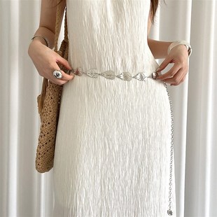 炼条装 银色金属树叶腰炼 配裙子牛仔裤 女2025B新款 饰民族 炼