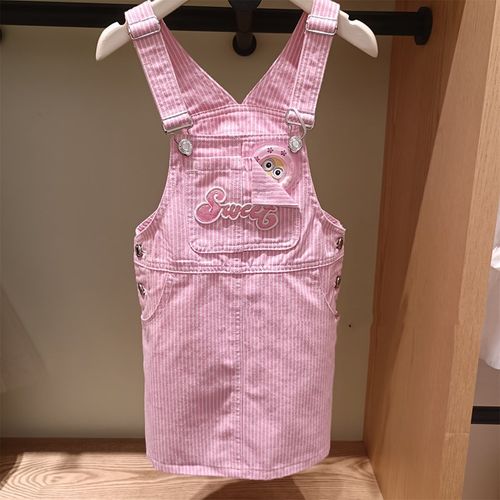 韩版2024夏季新款女童多v巴胺背心裙女孩百搭粉色背带牛仔连衣裙