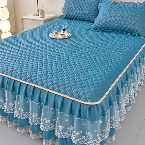 蕾丝床裙款冰丝乳胶凉席三件套夏天公主风空调软席子床W罩2024新