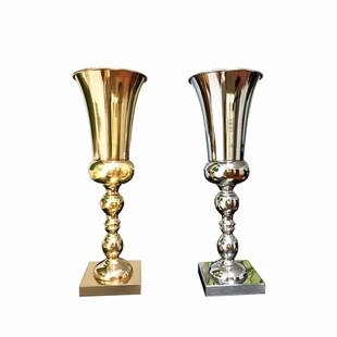 新款婚庆道具路引金色电镀铁艺方底座奖杯摆件舞台主桌装饰用品