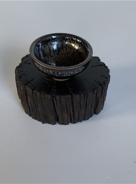 千年乌木实木铁壶隔热o垫装饰底座原木天然树桩墩子花盆花瓶摆设