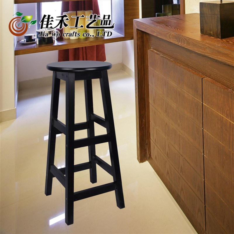 实木吧椅简约吧台椅吧台凳家用高脚凳欧式酒吧高脚椅奶茶店圆凳子