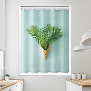 免打孔安装 窗帘遮光2024新款 卫生间遮挡帘防水防窥小清新背景布短