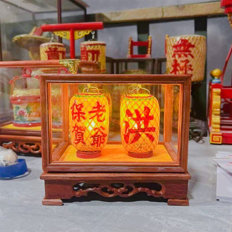 潮汕竹编油纸小灯罩乔迁佛龛新家居手工艺创意礼品