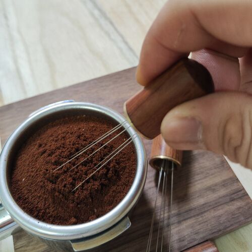 针式布粉器手工胡桃木咖啡步粉针意式手冲咖啡针带盖散粉器