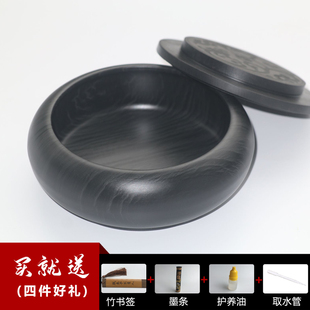 正宗歙砚带盖砚台墨海寸笔洗水波纹砚台兼罗纹