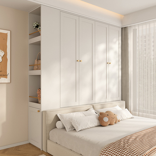 奶油风衣柜卧室家用床尾超薄夹缝B柜收纳储物柜床头柜定制组合衣