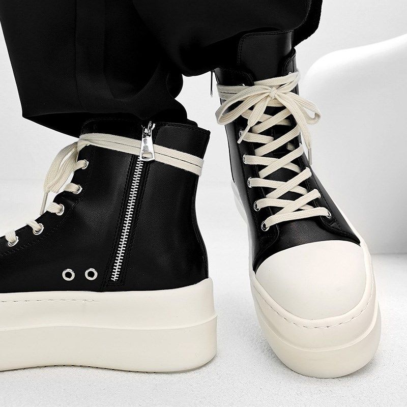 高帮松糕厚底板鞋k男美式Ro高街拉链帆布马丁靴女增高机车德比靴,流行男鞋,高帮鞋,淘宝优惠券,粉丝福利购,淘宝优惠卷