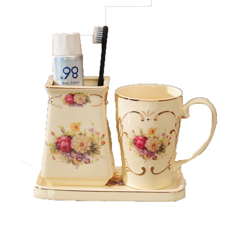 欧式陶瓷学生牙刷杯白色骨瓷刷牙杯带把浴K室情侣洗漱套装个人套,家庭/个人清洁工具,洗漱杯,淘宝优惠券,粉丝福利购,淘宝优惠卷