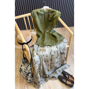 今年流行漂亮夏装搭配一t整套洋气减龄时尚新中式国风两件套装裙