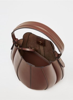 ZA2025夏季新品n女包时尚百搭缉线饰束口包拼接通勤手提斜挎水桶