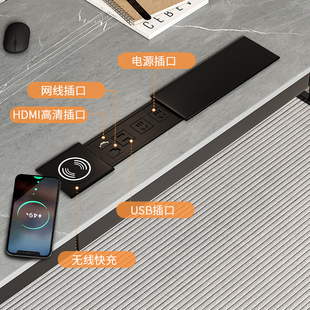 轻奢岩板书桌家用办公桌现代简约笔记本电脑桌书房写字桌极简书桌