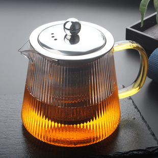 家用茶具套组加厚耐热高温玻璃茶壶锤纹加热过滤漏网花茶壶泡茶器