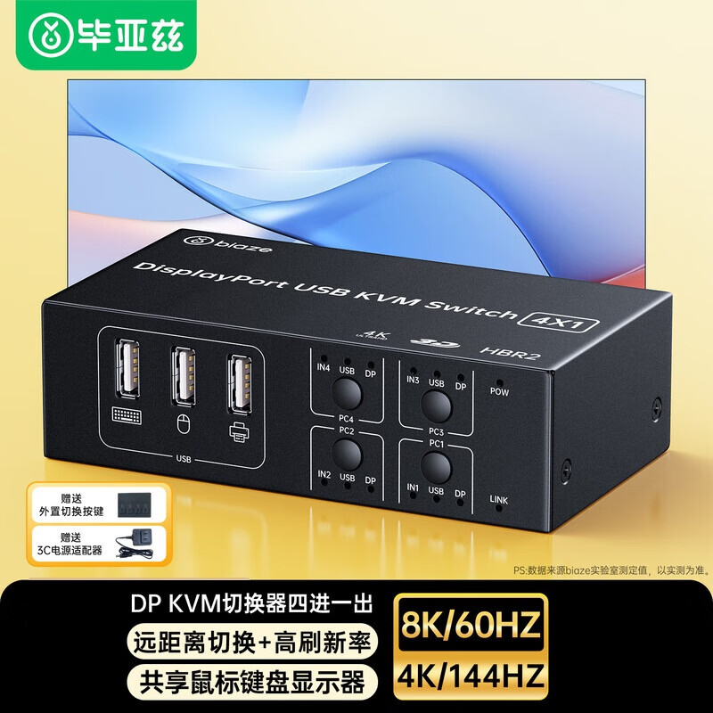 毕亚兹DPkvm切换器4k@60HZ