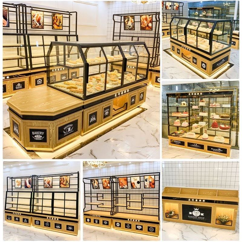 面包柜面包展示柜铁艺中岛柜展示柜糕点边柜展示柜收银台