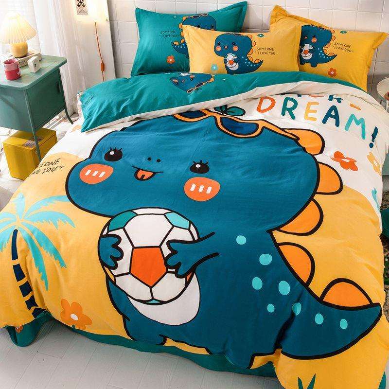 夏天棉卡通床上用品四件套床笠棉男孩儿童宿舍床单被套三件套