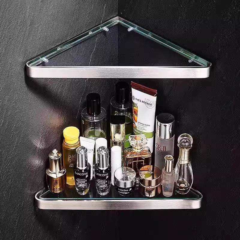 浴室柜卫生间不锈钢玻璃置物架洗手间转角壁挂式淋浴房三角架