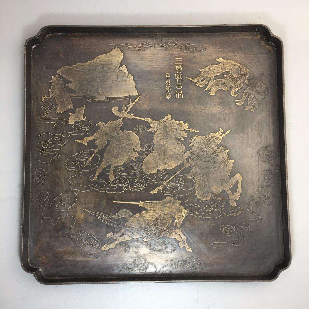 古玩收藏古董仿古做旧铜器铜盘果盘茶盘