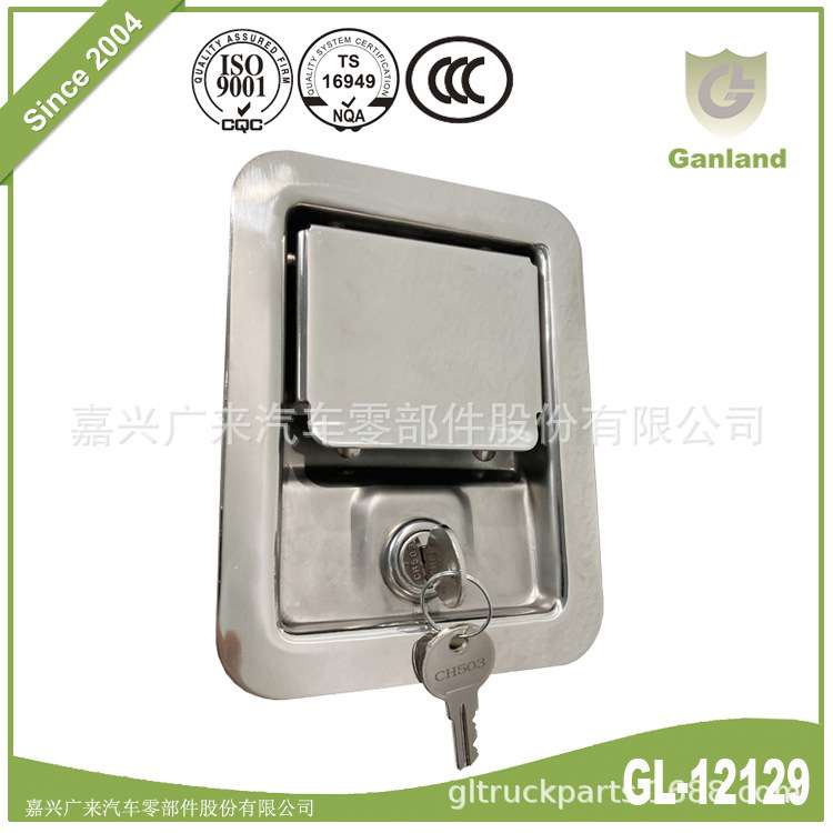 GL-12129 RV房车304不锈钢门锁 货车车厢方形面板锁 机电柜机械锁