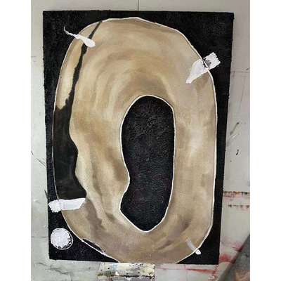 入户玄关装饰画走廊过道挂画丙烯手绘肌理立体挂画设计师样板房画