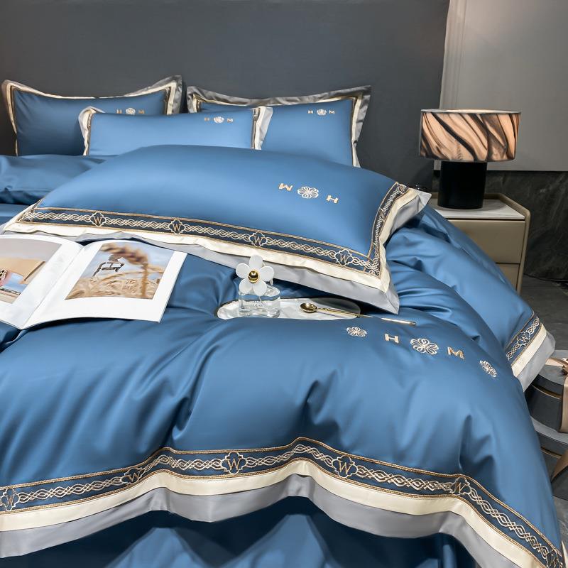 直销100支全棉轻奢四件套四季可用床上用品时尚简约