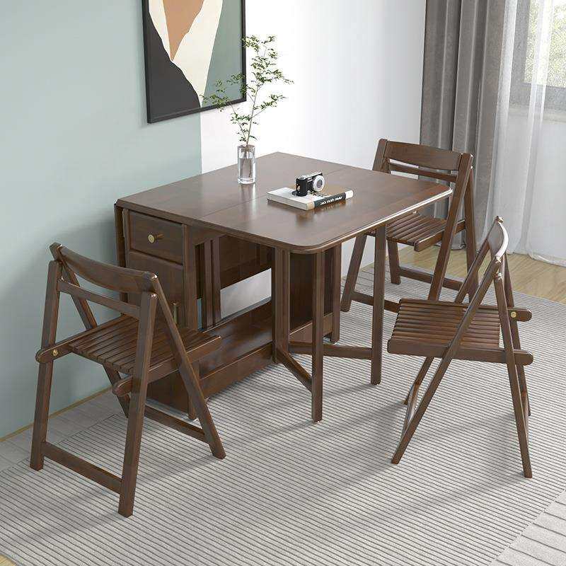 折叠餐桌小户型实木可移动伸缩桌家用简约现代多功能长方形饭桌子