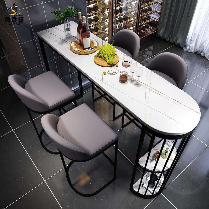 简约家用岩板吧台桌客厅厨房桌椅轻奢家庭隔断靠墙高脚桌